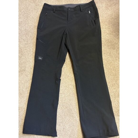 REI Co-Op Pants Women’s Black Performance Bootcut Outdoors Sz 12 Zipper Pockets - Picture 1 of 5